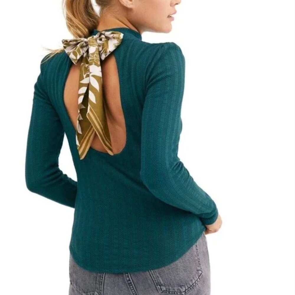 Black Free People Long Sleeve - Open Back with Yellow Ribbon